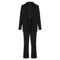 thumbnail image 4 of Womens Business Work Suit Set Long Sleeve Open Front Blazer with Cropped Suit Pants Basic Office Formal Suit Sets, 4 of 7