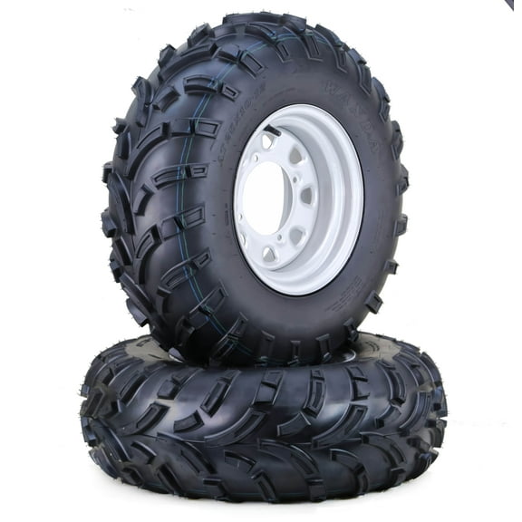 WANDA ATV Tire & Wheel 24X10-12 6-Ply Light Mud on 4 Lugs x 156 PCD 4 3 Silver Wheel-10432,SET 2