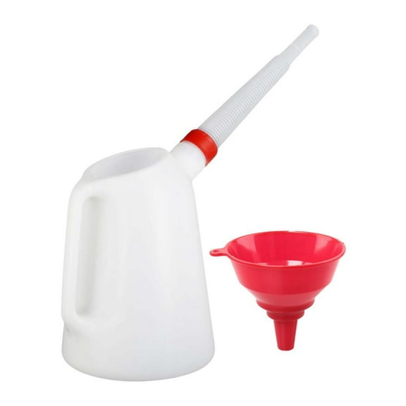 Motor Oil Jug Oil Dispenser with Clear Markings and Long Spout for Automotive Garage and Home Use