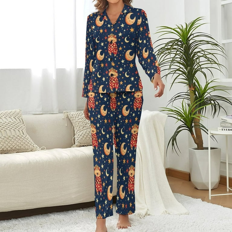 JINGDS Hedgehog In Pajamas 556 Women s Pajama Sets Comfy Lounge Sets for Women Long Sleeve Pajamas Sleepwear Nightwear Walmart