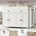 thumbnail image 4 of 74.5 inch Kitchen Island with Extendable Dining Table , Rolling Kitchen Island on Wheels with Spice Rack and 2 Drawers, Kitchen Storage Cart with 4 Door Cabinet, for Kitchen, Dining Room, White, 4 of 5