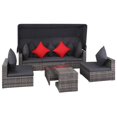 thumbnail image 1 of vidaXL 7 Piece Garden Lounge Set with Cushions Poly Rattan Grey, 1 of 5