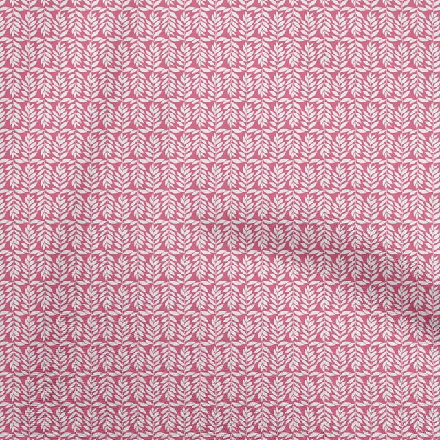 oneOone Polyester Spandex Pink Fabric Leaves Craft Projects Decor Fabric Printed By The Yard 56 Inch Wide