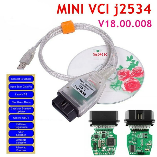 Cable De Diagnóstico De Coche Obd2 Cable De Escáner De Coche Mini Vci Mini Vci J2534 Compatible Con Varios Idiomas Para Toyota Tis Ndcxsfigh Accesorios para autos y motos