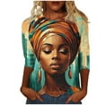 thumbnail image 2 of Wancir Black History 3/4 Sleeve T-Shirts for Women African Shirts Crew Neck Black History Month 3/4 Sleeve 2024 Blouses Top, 2 of 5
