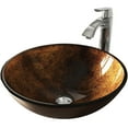 thumbnail image 6 of VIGO Glass Round Vessel Bathroom Sink in Russet Brown with Linus Faucet and Pop-Up Drain in Chrome, 6 of 10
