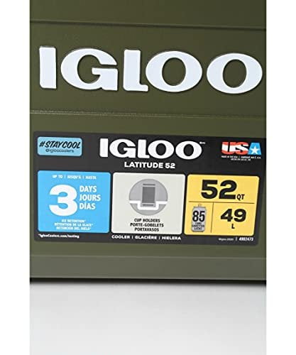Igloo 60367 Sportsman Latitude 52 Cooler Box, Approx. 11.2 gal 49 L, Sportsman, Latitude, Outdoor, Camping, Leisure, Fishing, Green