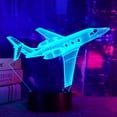 thumbnail image 1 of Lámpara de ilusión 3D OkiyID Gulfstream Airplane con luz nocturna con control remoto, 1 of 7