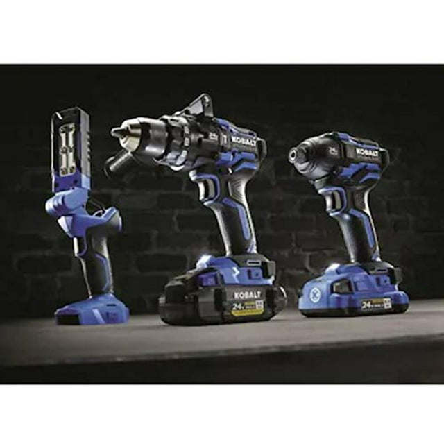 Kobalt XTR Ensemble Combiné d'Outils Électriques Sans Balais 3 Outils 24 Volts Max avec Étui Rigide (Chargeur Inclus et 2 Batteries Incluses)