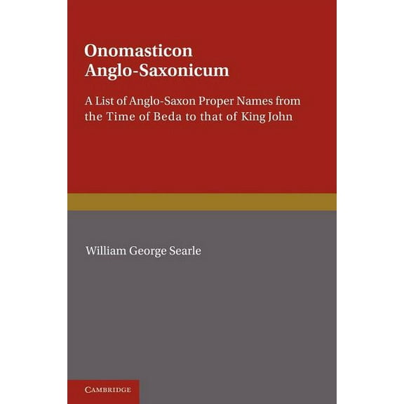 Onomasticon Anglo-Saxonicum, (Paperback)