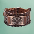 thumbnail image 3 of Brazalete de cuero Sunnimix Pulseras anchas de puño Hombre Marrón, 3 of 8