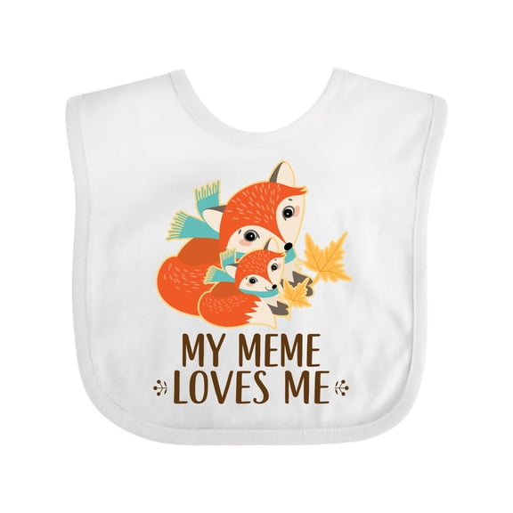Inktastic Meme Loves Me Grandchild Fox Boys or Girls Baby Bib