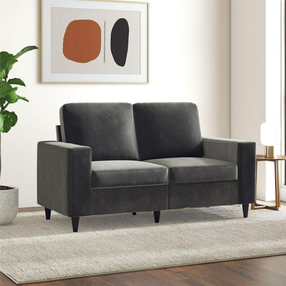 Causeuse Cody de Hometrends en velours gris, 2 places