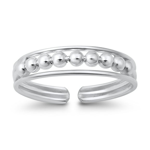 3mm - Beads Toe Band Ring 925 Sterling Silver Thin Adjustable Stylish Rings for Women