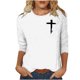 thumbnail image 1 of Mujeres Tres Cuartos de Manga Tops Moda Impresa Suelta Casual Cuello Redondo Suéter Blusa con Mangas 3/4, Mezcla de Poliéster para el Uso Diario de Verano, 1 of 5