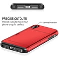 thumbnail image 4 of iPhone X Case, iPhone 10 Case, Hybrid iPhone X Wallet Case Card Holder Shell Heavy Duty Protection Shockproof Anti Scratch Soft Rubber Bumper Cover Case for iPhone X 5.8 inch Metallic Red, 4 of 14