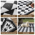 thumbnail image 3 of BERTHMEER 8'x10' Large Outdoor Rugs Waterproof Plastic Rugs Checkered Patio Rugs Straw Rugs Camping Rugs, Porch,Deck Rugs, RV Rugs for outside, Black & White, 3 of 5