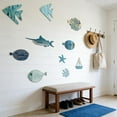 thumbnail image 6 of 10-Piece Wooden Nautical Fish Wall Decor Set - Beach Theme Bathroom/Home Hanging Art, Blue Coastal Sea Creature Wall Decor for Coastal Living Room Decor (Gifts), 6 of 8