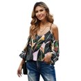 thumbnail image 3 of ABPHQTO Blusa con hombros descubiertos y palmeras para mujer, 3 of 5