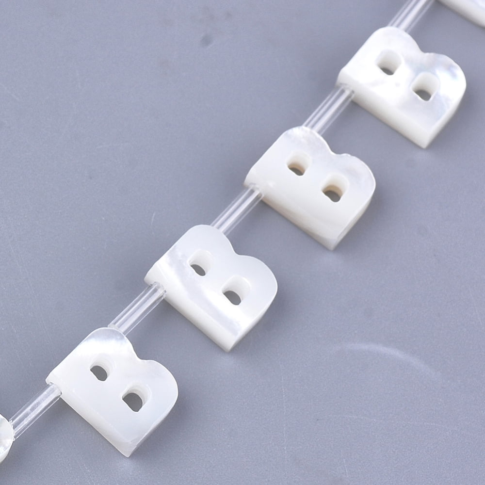 50pcs Natural Sea Shell Beads White Shell Mother of Pearl Shell Top Drilled Beads Letter.B 10x2.5~11.5x3mm Hole: 0.8mm DIY