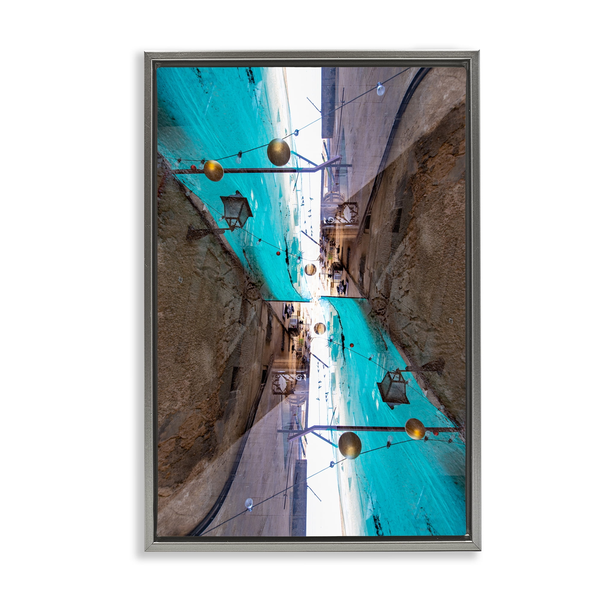 Stupell Industries Urban Surrealist Perspective Gray Framed Floater Canvas Wall Art design by Robin Vandenabeele 25 x 17