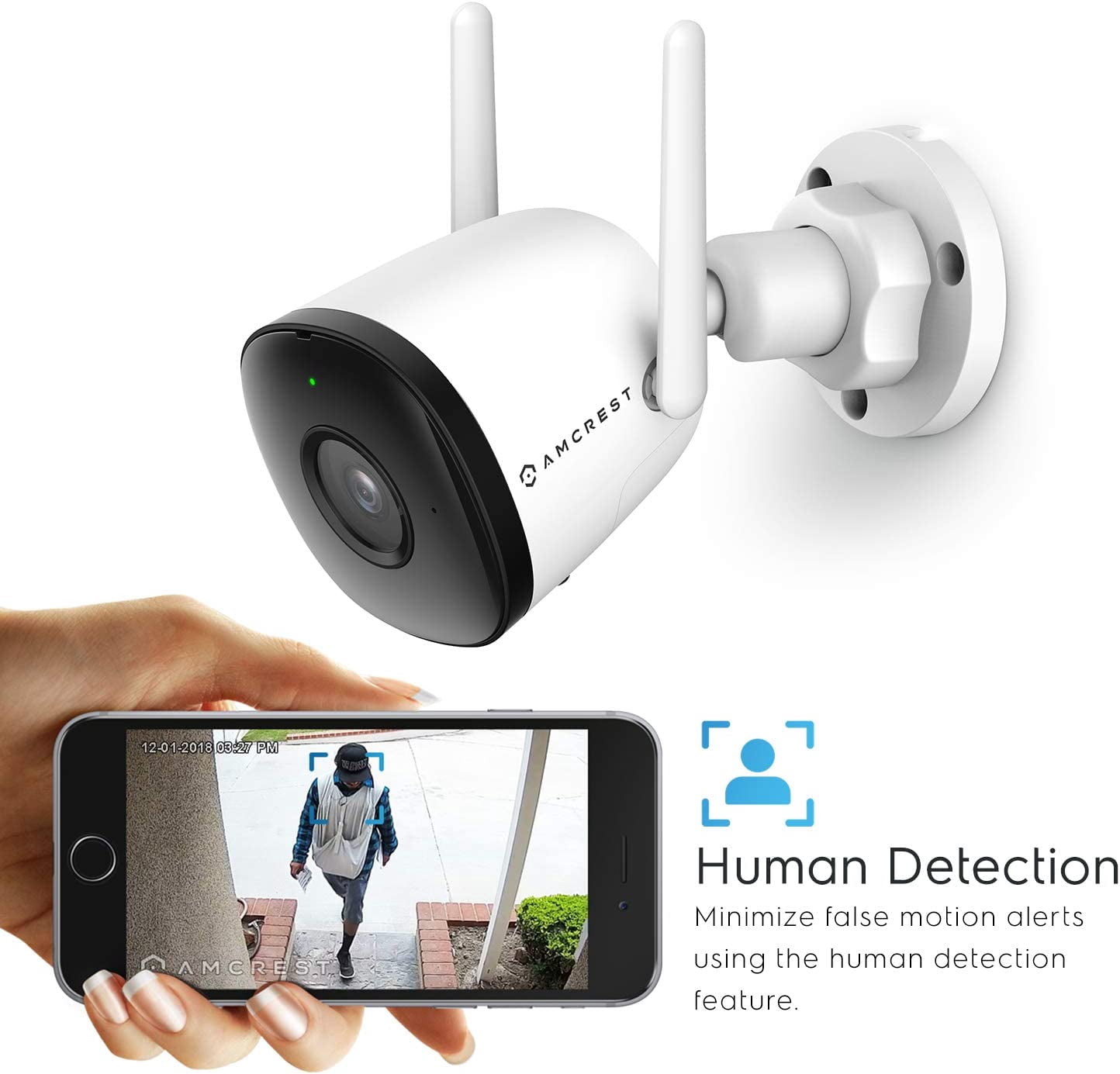 Pre-Owned Amcrest 1080P WiFi Camera Outdoor, Smart Home 2MP Bullet IP Security Camera Outdoor Wireless, 98ft Nightvision, Built-in Mic, 256GB MicroSD Storage (Sold Separately), ASH22-W (Wired Power)