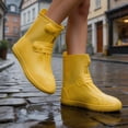 thumbnail image 6 of Unisex Thickened Non-Slip Reusable Waterproof Rain Shoe Covers Portable Wear-Resistant Overshoes for Men Women Daily Use Outdoor Walking Cycling Commuting Gardening Hiking 11.8x7.9 Inches, 6 of 9