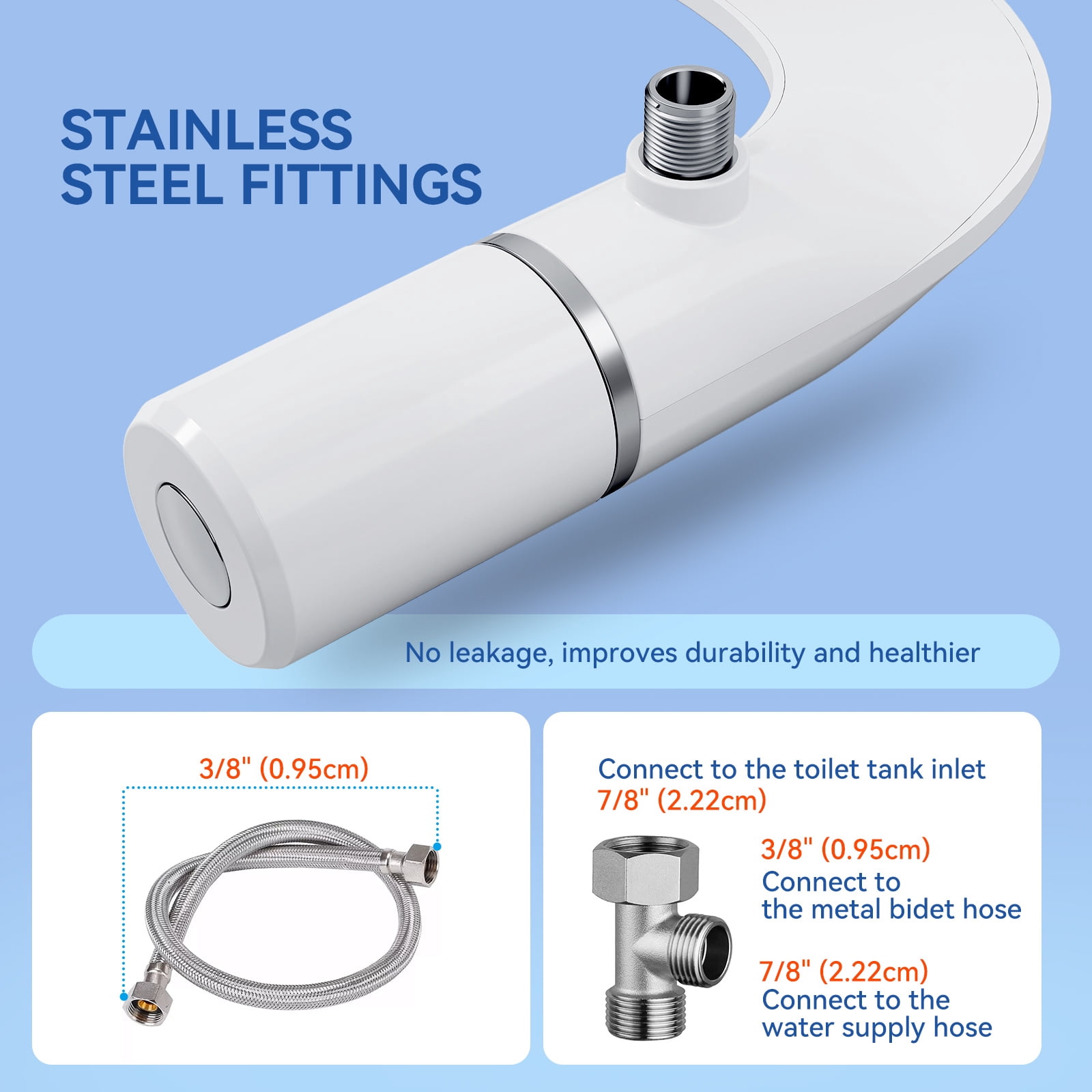 HOROW Ultra-Slim Bidet, Non-Electric Dual Nozzle Feminine Wash Fresh Water Sprayer, Adjustable Water Pressure, Bidet for Toilet Seat Attachment, Stainless Steel Inlet Badays