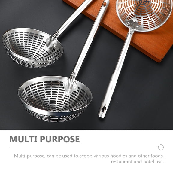 STRANDCHIC Stainless Steel Skimmer Ladle Silver Kitchen Strainer for Noodles
