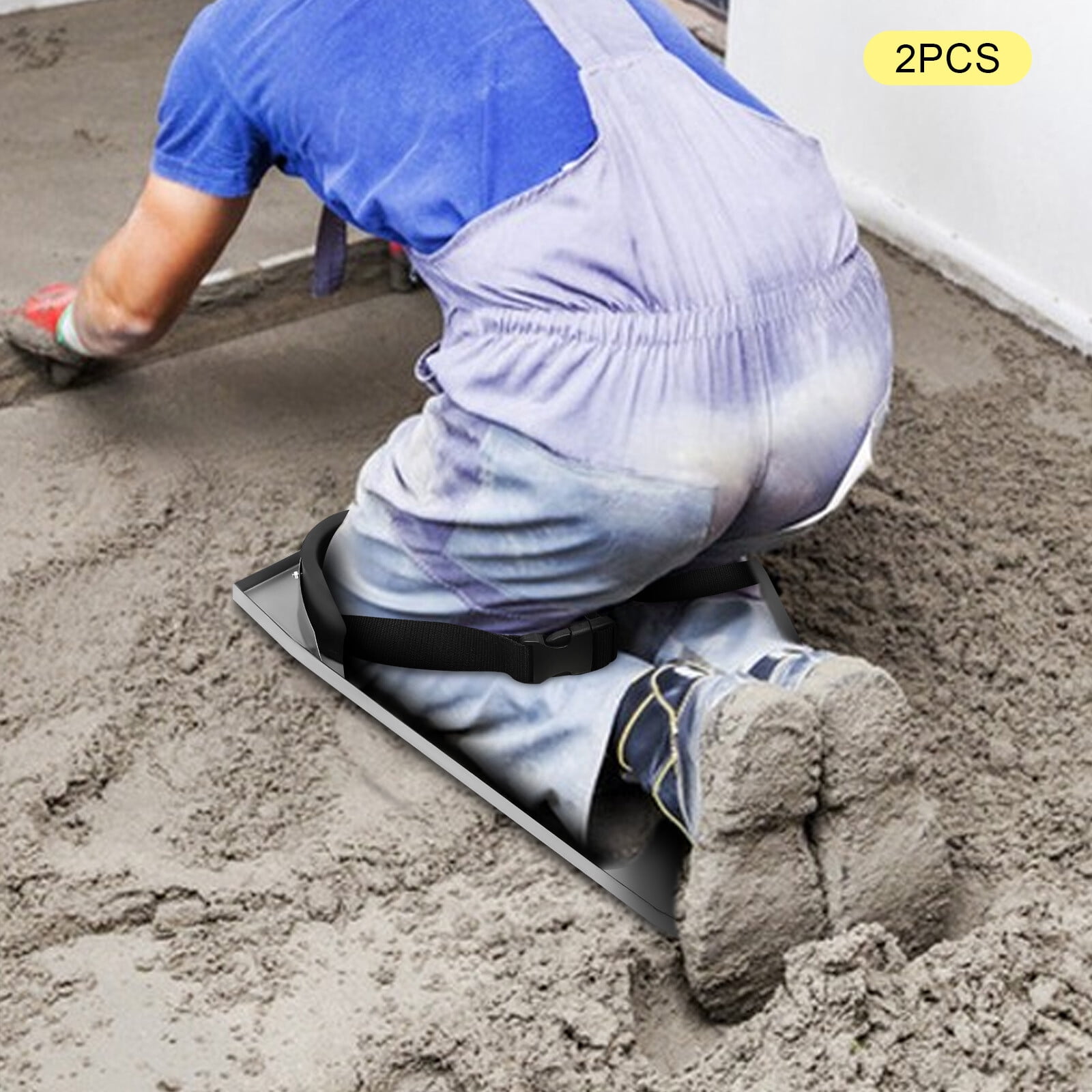 Concrete Knee Board, 28x8x4in 201 Stainless Steel with Removable Knee Pads, Curved Design for Concrete Finishing Work