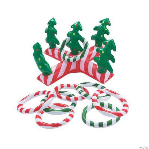 Inflatable Holiday Ring Toss Game, Christmas, Toys, 9 Pieces
