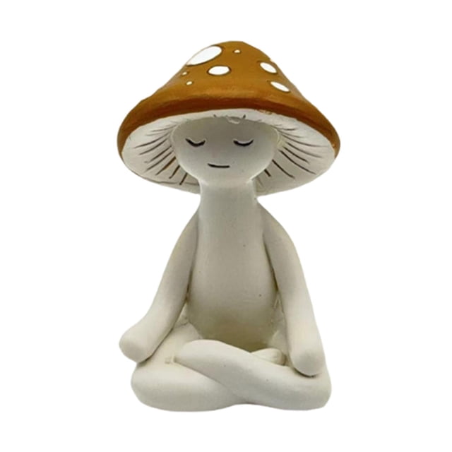 Estatua de hongo de resina, escultura de mesa decorativa, figura de hongo de meditación para uso en exteriores, interiores y exteriores.