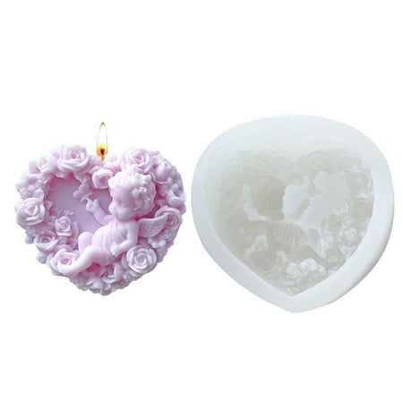 

Leking Angel Mold Soap Mold 3D Silicone Mold Heart-Shaped Silicone Mold Loving Heart Silicone Molds for Candy Cake Decoration Cupcake Topper Art Crafts economical