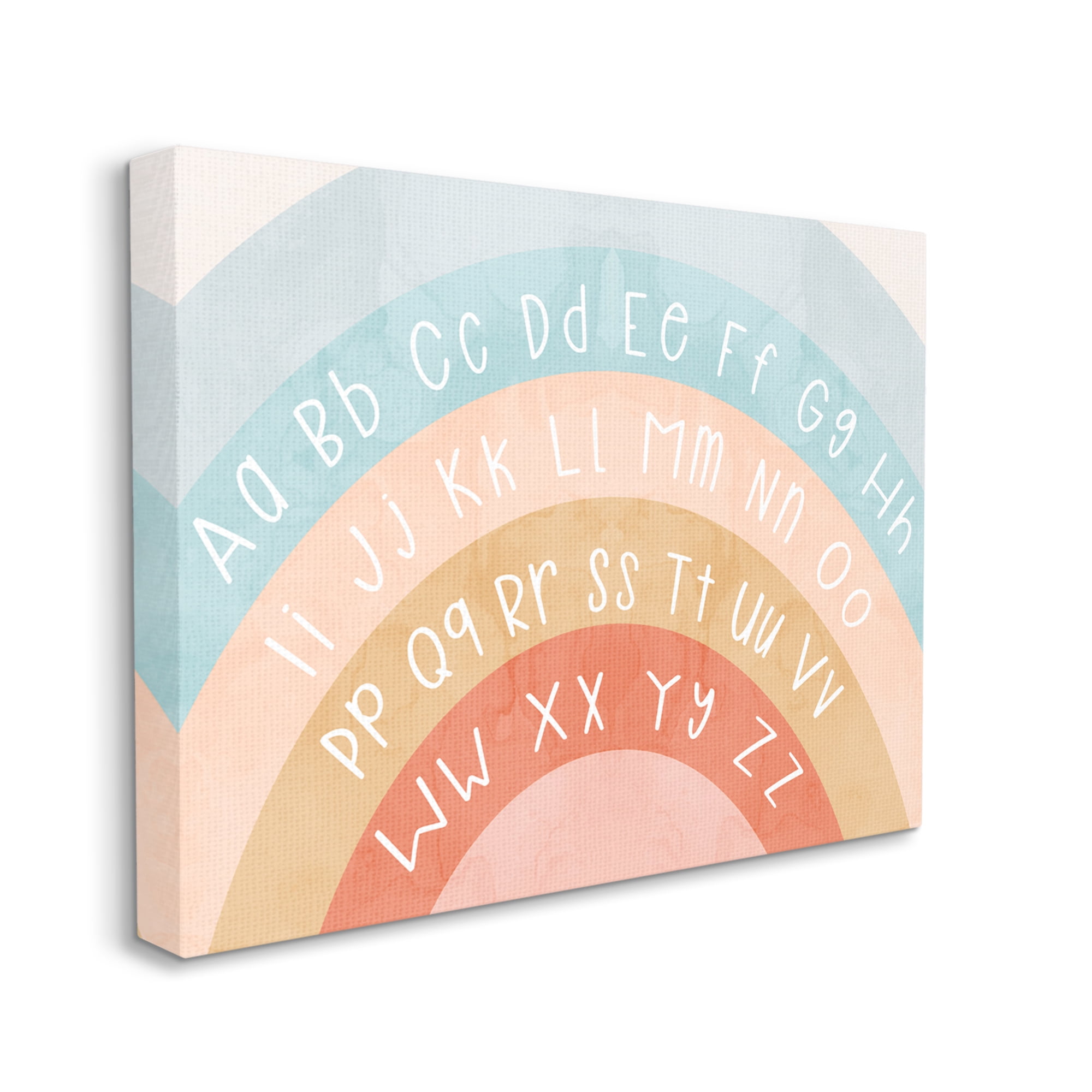 Stupell Industries Pastel Rainbow Alphabet Landscape Painting Gallery Wrapped Canvas Art Print Wall Art, 30 x 24