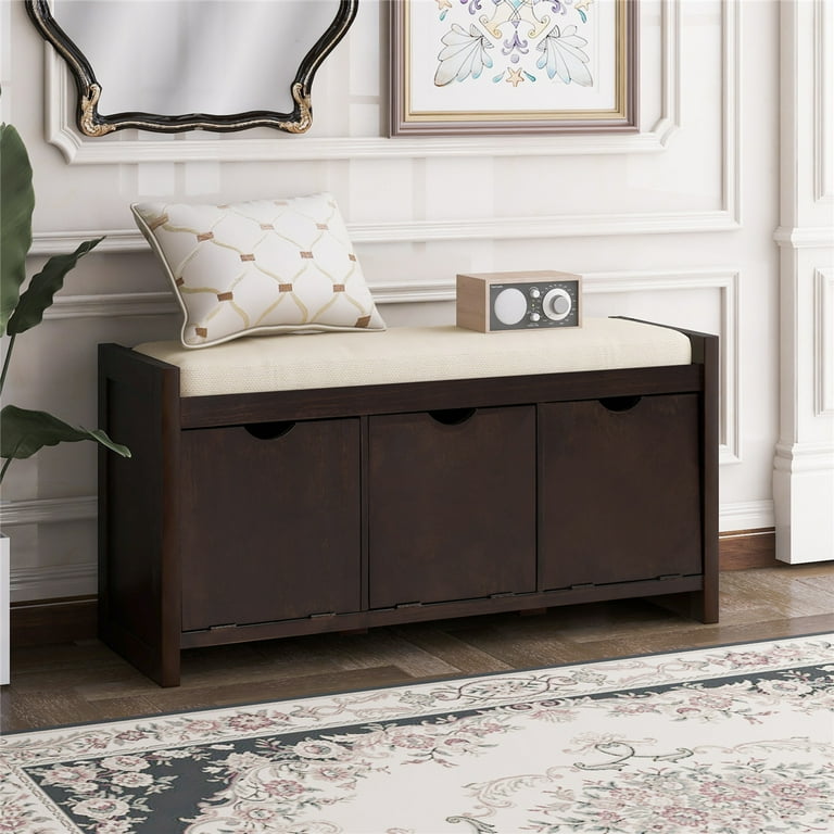Upholstered cubby 2024 storage bench