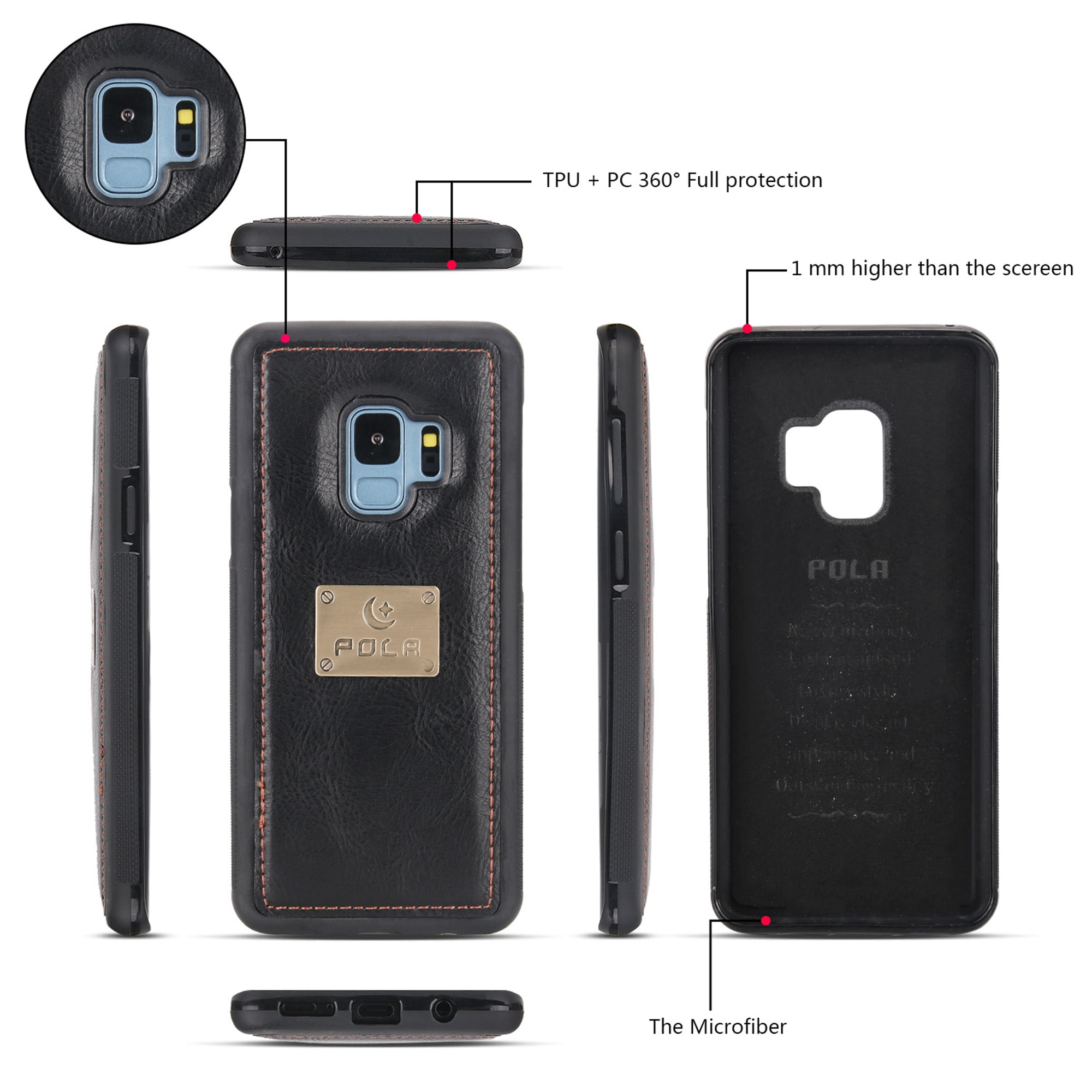 Galaxy S9 Wallet Detachable Case, Dteck [wrist band][14 Card Slots] Zipper Purse Phone Case Multi-functional Folio Flip PU Leather Removable Magnetic Back Cover For Samsung Galaxy S9,Black