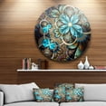 thumbnail image 2 of Designart 'Colorful Fractal Flowers with Blue Shade' Metal Wall Art, 2 of 3