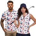 thumbnail image 2 of Aplkyhs Funny Couple Golf Shirts Women Sport Cloth Patriotic USA Flag Heart Moisture Wicking Suitable for Tennis Enthusiasts Machine Washable Soft and Comfortable, 2 of 6