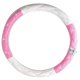 thumbnail image 1 of Funda Para Volante De Cuero Suave Y Brillante, Protector Universal Antideslizante De Cuero PU Con Diamantes De Imitación Para Mujeres Y Niñas(rosa + blanco), 1 of 5