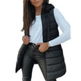 thumbnail image 3 of Fall Winter Women Sleeveless Long Vest Hooded Puffer Zipper Outwear Vest, 3 of 5