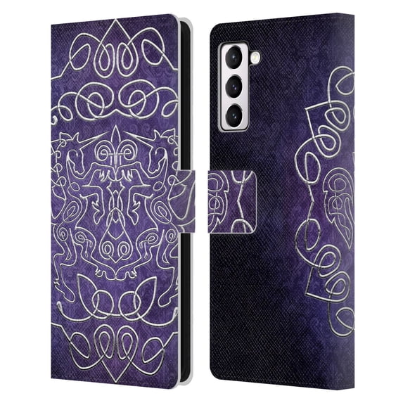 Head Case Designs Officially Licensed Brigid Ashwood Celtic Wisdom 3 Unicorns Leather Book Wallet Case Cover Compatible with Samsung Galaxy S21+ 5G