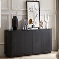 thumbnail image 5 of BFJDM 64" Black Fluted Sideboard 24" H Push-to-Open Storage Cabinet, 5 of 8