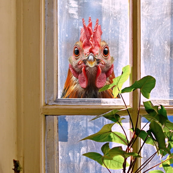 Zmeidao Cute Chickens Static Window Decals, Chicken Heads Window Art Stickers, for Room Office Home Decoration