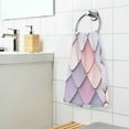 thumbnail image 3 of Yayeee 2 Pack Hand Towels for Bathroom 100% Cotton 16" x 28" Soft Absorbent Kitchen Towel, Pink Art Pattern, 3 of 7