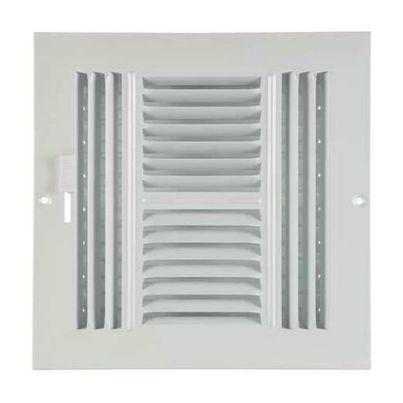 Sidewall/Ceiling Register 9.75 X 9.75, White, Steel, 210 cfm
