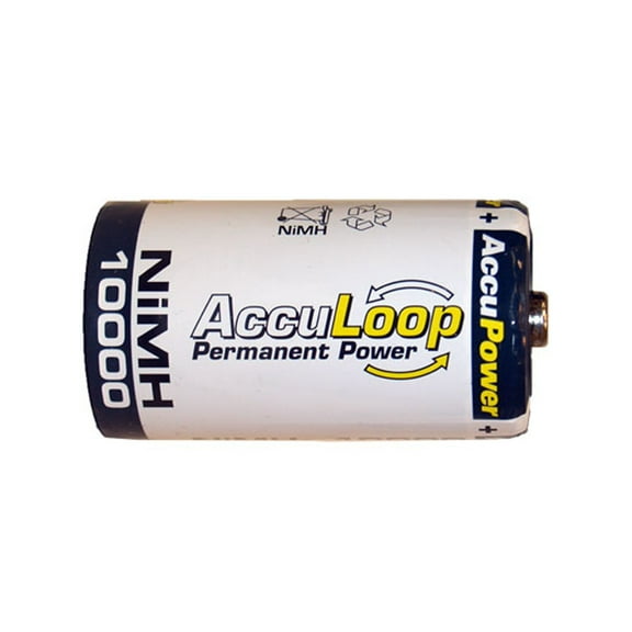 12-Pack D NiMH AccuPower AccuLoop Batteries (10000 mAh)