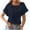 Navy, variant on Fesfesfes Loose Fitting Tops for Women Fashion Women Summer Flare Sleeve 3/4 Floral Lace Office Lady Blouse Tops Short Sleeves Shirts for Women XS(US:2)