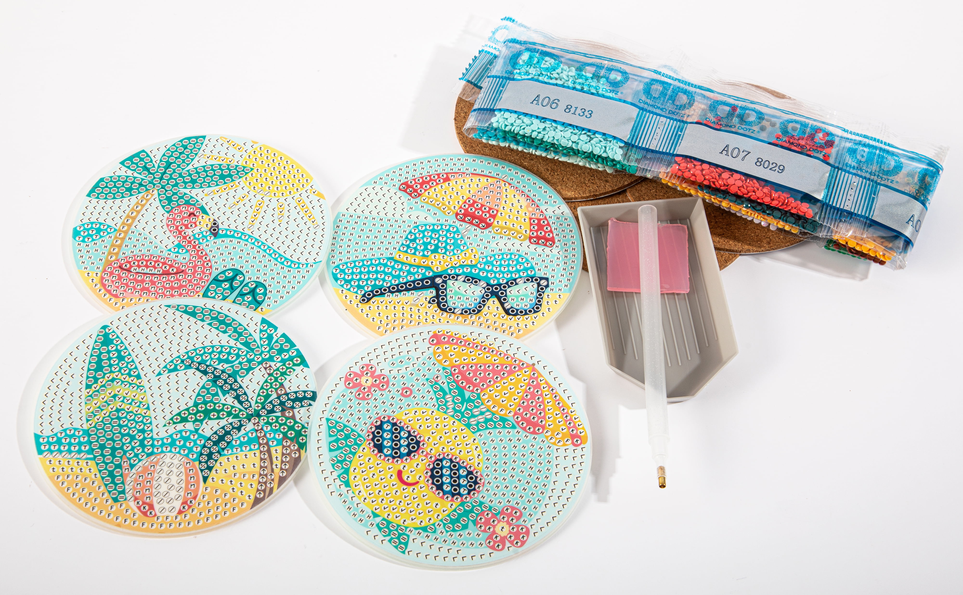 (4 pack) DIAMOND DOTZ® Tropical Coasters Diamond Painting Kit