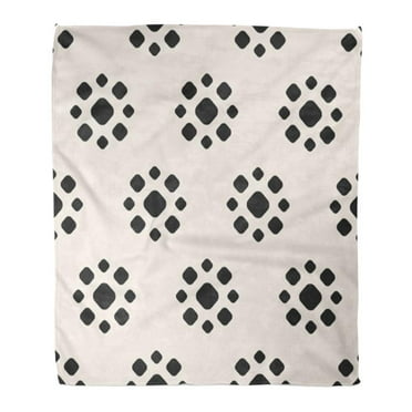 SIDONKU Throw Blanket Warm Cozy Print Flannel Abstract Dotted Simple Floral Geometric Shapes Raster Monochrome Circles Comfortable Soft for Bed Sofa and Couch 58x80 Inches