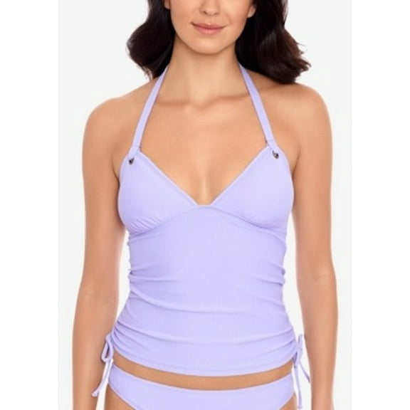 Salt Cove Womens Tankini Top Small Preppy Side Shirred Purple S